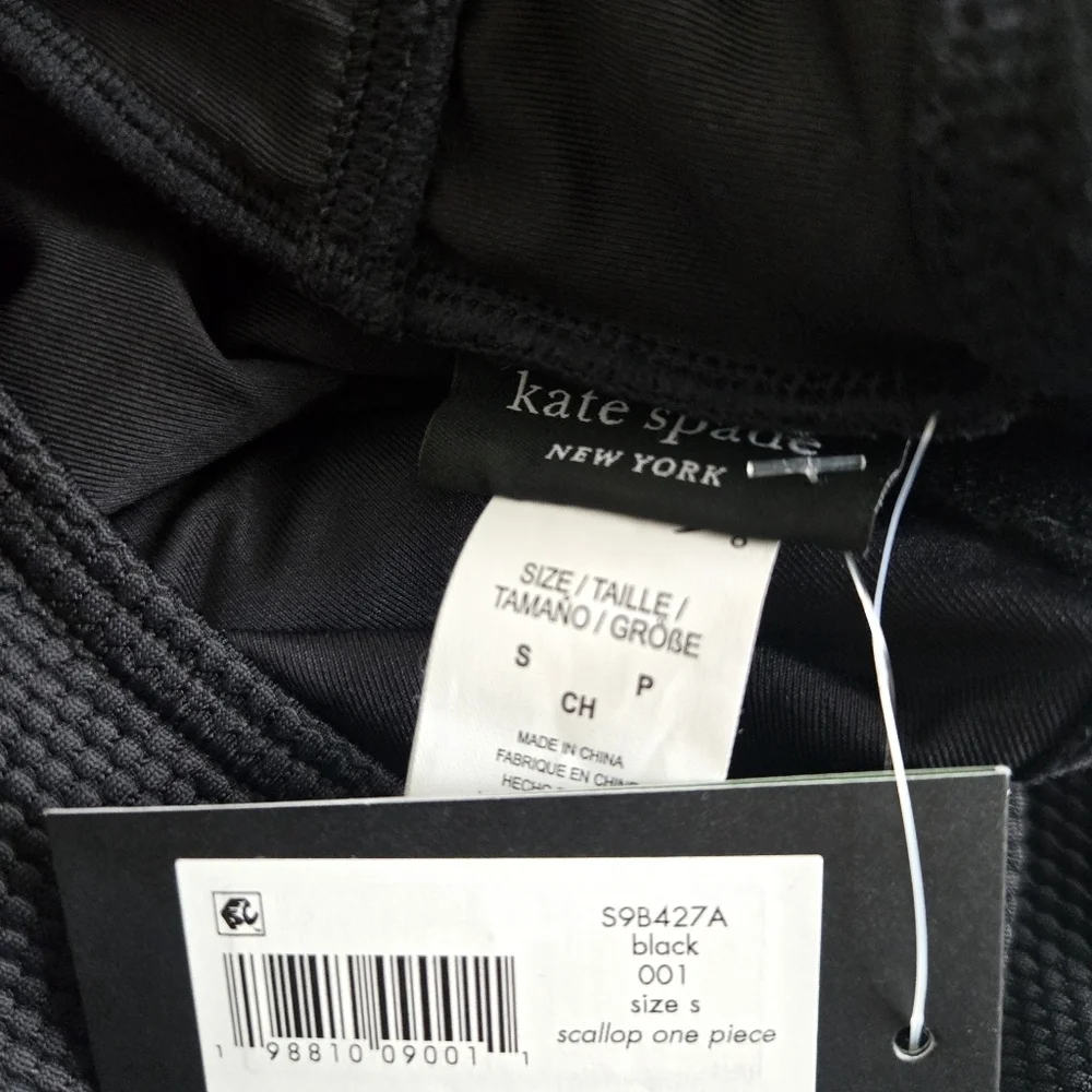 New Kate Spade Maillot Scallop Black One Piece Swimsuit Small NWT